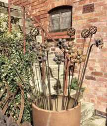 Rusty Metal Garden 1.5 Metre Flower Stakes - Choose Selection Poppy, Rose - thumbnail 1