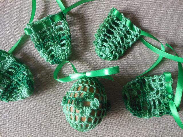 Crochet Easter Egg Cover, Set Of 5 Hand Crocheted Eggs Decoration Green - image 1