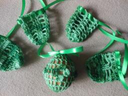 Crochet Easter Egg Cover, Set Of 5 Hand Crocheted Eggs Decoration Green - thumbnail 1