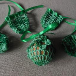 Crochet Easter Egg Cover, Set Of 5 Hand Crocheted Eggs Decoration Green - thumbnail 3