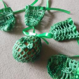 Crochet Easter Egg Cover, Set Of 5 Hand Crocheted Eggs Decoration Green - thumbnail 2