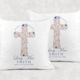 Personalised Holy Communion Floral Cross Cushion, Ideal Gift For A Special Day - thumbnail 4