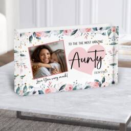 Amazing Aunty Gift Photo Frame Pink Roses Personalised Acrylic Block - Gift, Keepsake Custom - thumbnail 1