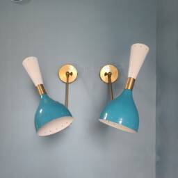Mid Century Brass Wall Sconce Pair Italian Stilnovo Style, Adjustable Reading Light - thumbnail 2
