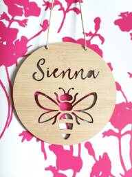 Bee Personalised Wooden Wall-Door Hanging-Nursery Decor-Plaque-Kids Door Sign-Bumble Bee-Kids Gift-Baby Gift-Lasercut-Personalized