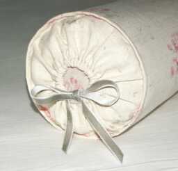 Kate Forman Kitty Bolster Roll Cushion/Pillow Cover, UK Designer Linen, Faded Pink Rose Bunches - Cottage Chic Lumbar