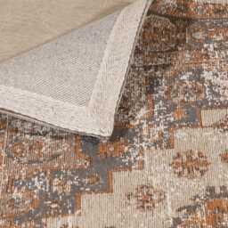 Aged Greige Brown Distressed Traditional Chenille Rectangular Rug - thumbnail 4