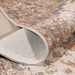 Aged Greige Brown Distressed Traditional Chenille Rectangular Rug - thumbnail 3