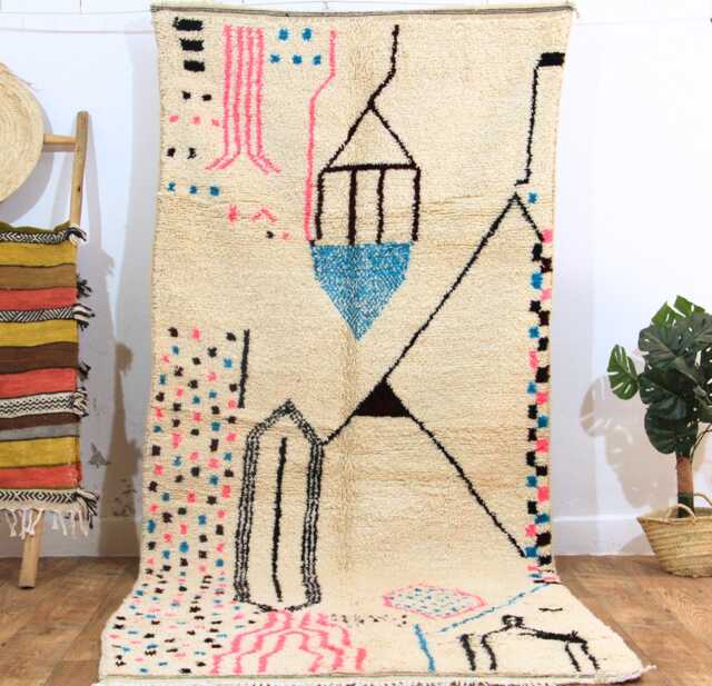 Handmade Berber Wool Moroccan Rug - Beni Ourain Shag Carpet - image 1