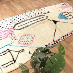 Handmade Berber Wool Moroccan Rug - Beni Ourain Shag Carpet - thumbnail 3