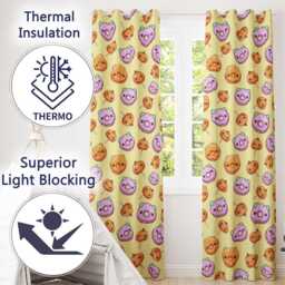 Cute Halloween Donuts Pumpkin Lollipop Seamless Pattern Yellow Background Readymade Eyelet Ring Top Thermal 100% Blackout Curtains - thumbnail 3