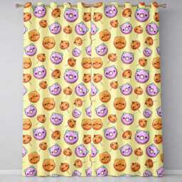 Cute Halloween Donuts Pumpkin Lollipop Seamless Pattern Yellow Background Readymade Eyelet Ring Top Thermal 100% Blackout Curtains - thumbnail 2