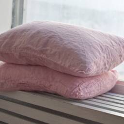 Linen Sheet Set in A Melange Pink Color Queen King Twin Linen Bedding Set Luxury Eco Rose Bed - thumbnail 4