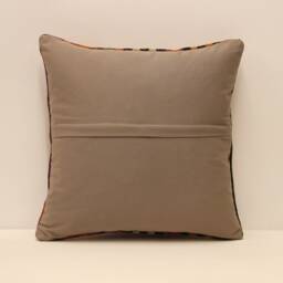 Vintage Turkish Kilim Pillow Cover, 16x16 Wool Cushion - thumbnail 4
