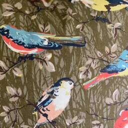 Cath Kidston Birds Cushion Cover Brown Fabric, Light Velvet Reverse - thumbnail 3