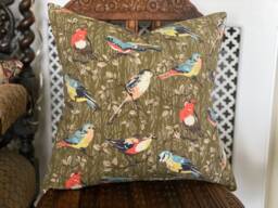 Cath Kidston Birds Cushion Cover Brown Fabric, Light Velvet Reverse - thumbnail 1
