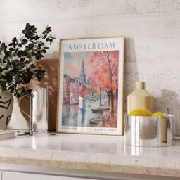 Amsterdam Poster, Netherlands Wall Art, Vintage Travel Decor, Europe Poster - thumbnail 3