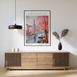 Amsterdam Poster, Netherlands Wall Art, Vintage Travel Decor, Europe Poster - thumbnail 2