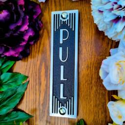Pull Door Sign By Themetalfoundry Brass Or Aluminium House Art Deco Plaque Stylish Information Metal Wall - thumbnail 1