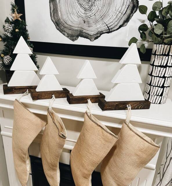 White & Dark Walnut Stocking Holder - Home Decor Christmas Tree For Your Mantle - image 1