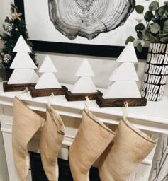 White & Dark Walnut Stocking Holder - Home Decor Christmas Tree For Your Mantle - thumbnail 1