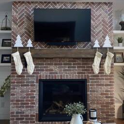 White & Dark Walnut Stocking Holder - Home Decor Christmas Tree For Your Mantle - thumbnail 2