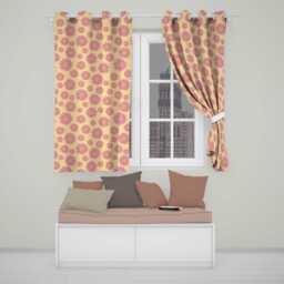 Yellow Gradient Pink Daisy Floral Seamless Pattern Vintage Style Readymade Eyelet Ring Top Thermal 100% Blackout Curtains - thumbnail 1