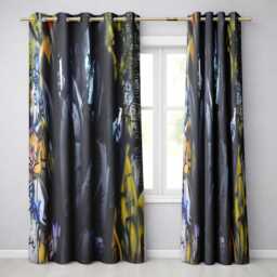 Romantic Couple Kiss Dark Urban Graffiti Modern Expressive Artwork For Home Decor Readymade Eyelet Ring Top Thermal 100% Blackout Curtains