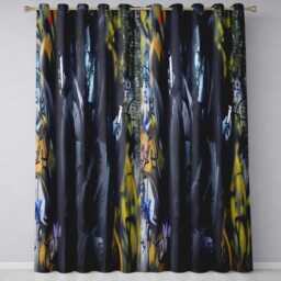Romantic Couple Kiss Dark Urban Graffiti Modern Expressive Artwork For Home Decor Readymade Eyelet Ring Top Thermal 100% Blackout Curtains - thumbnail 3