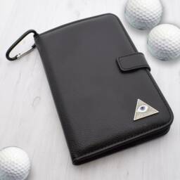 All Seeing Eye Design - Personalised Leatherette Golf Organiser Complete With Divot Repairer, Marker, Tees, Scorecard & Pencils