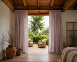 Dusty Rose Organic Linen Curtains, Custom Size Drapes, Boho Bedroom Window Treatment