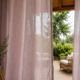 Dusty Rose Organic Linen Curtains, Custom Size Drapes, Boho Bedroom Window Treatment - thumbnail 3