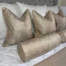 Luxury Self-Piped Cushion Cover - Designer Pillow Case Antelope Champagne Gold All Sizes Made To Order Bespoke Cushion Cover - thumbnail 4