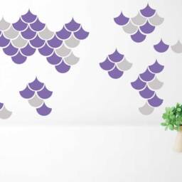 Mermaid Scale Wall Decals, Mermaid Vinyl Gold Nursery Decal, Seashell Baby Room Decal - thumbnail 3