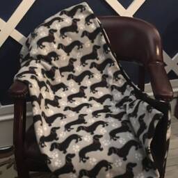 Fleece Throw Blanket, Sherpa Backed Deer Throw, Plaid Wildlife Dog Blanket - thumbnail 2