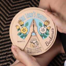 Personalized Wooden Bible Story Wheel, Interactive Kids Sunday School Toy, Christening Keepsake, Baptism Gift - thumbnail 2