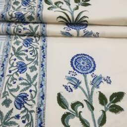 Hand Block Print Cotton Bed Cover Floral Tapestry, Indian Decor - thumbnail 4