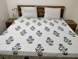 Hand Block Print Cotton Bed Cover Floral Tapestry, Indian Decor