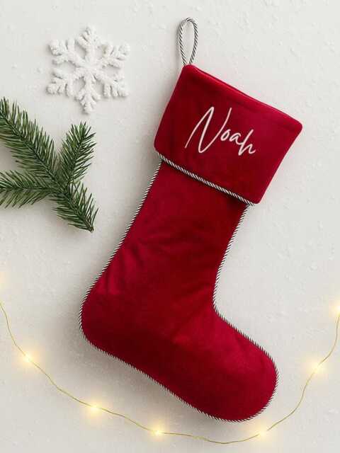Personalised Velvet Christmas Stocking, Festive Gift, Xmas Decor, Decoration, Gift For Her, Decor - image 1