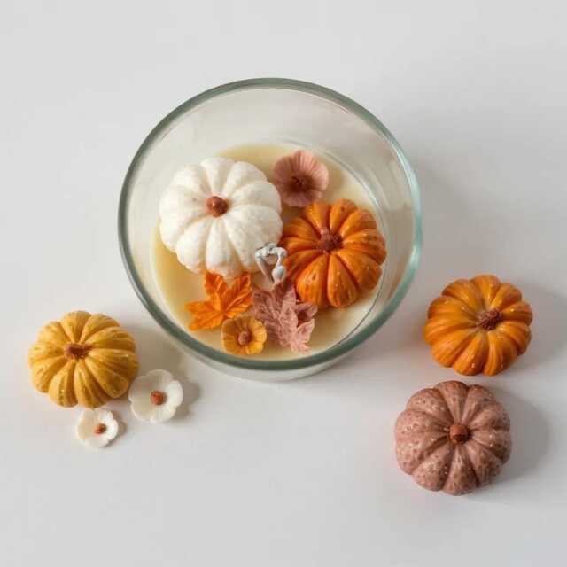 3D Large Autumn Fall Candle, Pumpkin Spice Scented Candle, Fall Table Decor, Hygge Candle Gift For Her, Pumpkin Home Decor, Autumn Leaves, Vegan - image 1