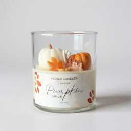 3D Large Autumn Fall Candle, Pumpkin Spice Scented Candle, Fall Table Decor, Hygge Candle Gift For Her, Pumpkin Home Decor, Autumn Leaves, Vegan - thumbnail 2