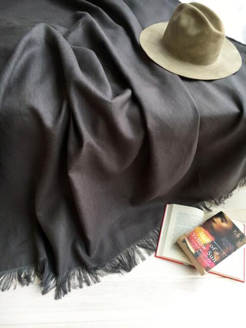 Dark Grey Linen Throw, Light Blanket, Throw Charcoal Grey, Natural Daybed Blanket, Summer European - image 1