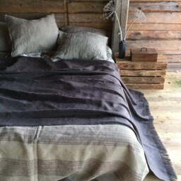Dark Grey Linen Throw, Light Blanket, Throw Charcoal Grey, Natural Daybed Blanket, Summer European - thumbnail 3