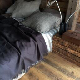 Dark Grey Linen Throw, Light Blanket, Throw Charcoal Grey, Natural Daybed Blanket, Summer European - thumbnail 2