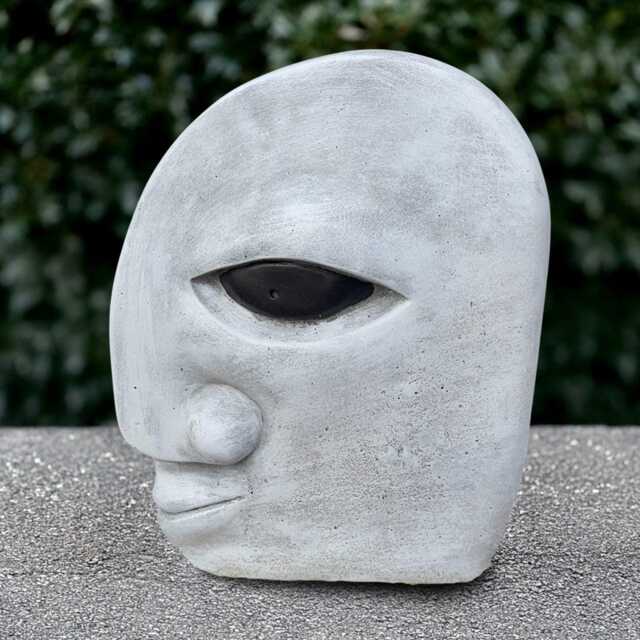 Abstract Face Sculpture Concrete Head Statue Stone Modern Ornament Front Door Decoration Handmade Lover Gift - image 1