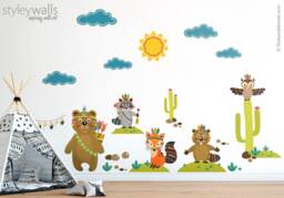 Woodland Animals Wall Decal, Tribal Forest Decal Sticker, Critters Decor, Room Decor