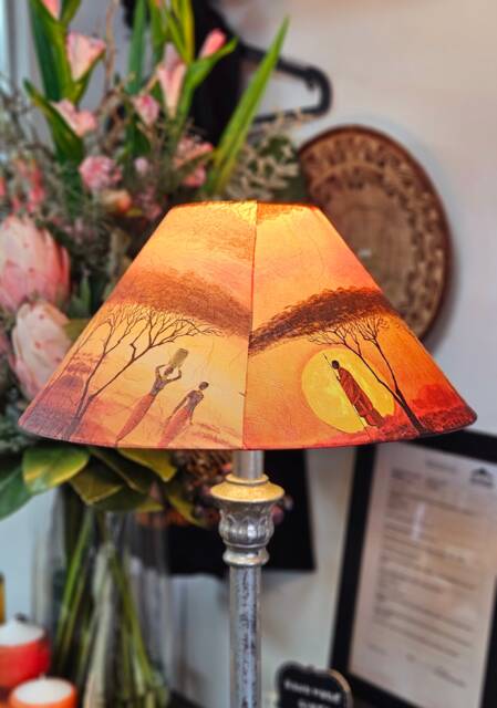 Decoupage Lampshade Africa Sunset, Convertible Table/Ceiling Shade - image 1