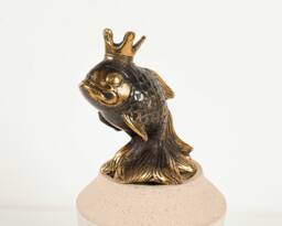 Bronze Crown Fish Figurine, 4 Inch Length, Animal Statue, Brass Decor, Ornament, Nursery Bedroom Birthday Gift For Him