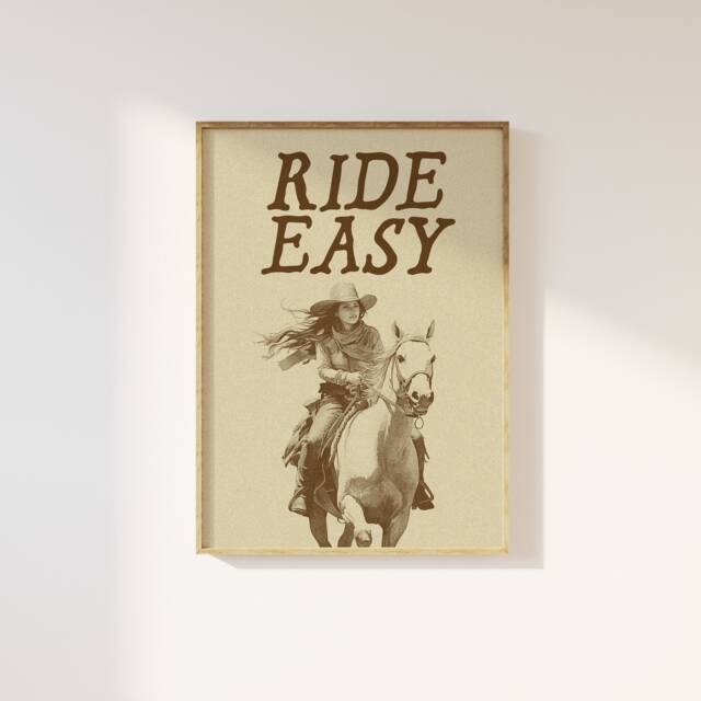 Ride Easy Cowgirl Print Retro Western Art Poster - image 1