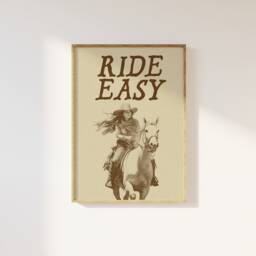 Ride Easy Cowgirl Print Retro Western Art Poster - thumbnail 1